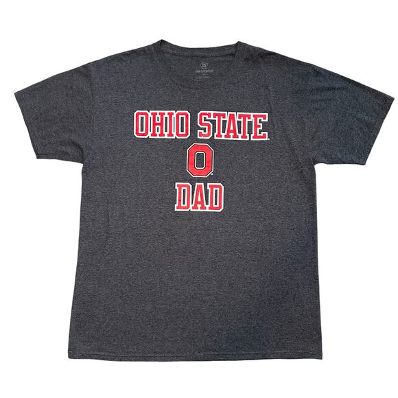 Ohio State Dad Shirt Men Size L Gray Red Buckeyes College Football Short Sleeve - Picture 1 of 8